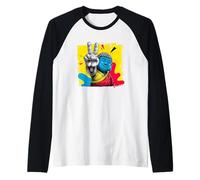 Segno della Pace Buddha Sorridente Pop Art Zen Graphic Spiritual Maglia con Maniche Raglan