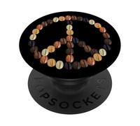 Segno della pace Chicco di caffè Ghiacciato Amante del caffè PopSockets PopGrip Adesivo