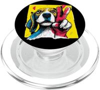 Segno della pace con faccia di Beagle, stile retrò pop, cane, segugio PopSockets PopGrip per MagSafe