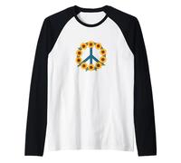 Segno della Pace Creato Interamente da Vivaci Girasoli Gialli Maglia con Maniche Raglan