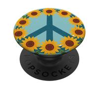 Segno della pace creato interamente da vivaci girasoli gialli PopSockets PopGrip Adesivo