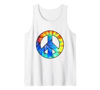 Segno della Pace in Arcobaleno Tie Dye Modello con Contorno Nero Canotta