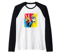 Segno della Pace sacerdote retrò Pop Ritratto Arte Grafica Barbuto Maglia con Maniche Raglan