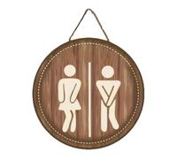Segno Della Porta Del Bagno - Segno Di Toilette Per Uomini Donne | Decorazioni Per La Casa In Legno Marrone Per Un'identificazione Del Bagno Chiaro, Stile Di Fattoria, Adatto A Scuola, Hotel