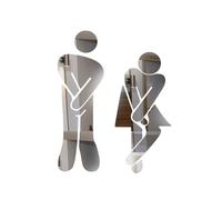 segno della porta del bagno universale per uomini Decalcomania for targa WC uomo donna specchio da parete porta 2 pezzi multicolore(Type B silver)