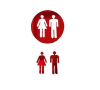 segno della porta del bagno universale per uomini Decalcomania for targa WC uomo donna specchio da parete porta 2 pezzi multicolore(Type A red)