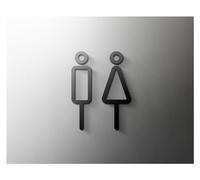 segno della porta del bagno universale per uomini Targa da parete con numero della porta del WC in acrilico for il bagno, dimensioni multiple multicolori(5,25x16cm Black)