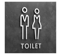 segno della porta del bagno universale per uomini Targa for WC con freccia 3D, targhetta for porta del bagno, segnaletica da parete, decorazione multicolore, dimensioni multiple(25,25x16cm)