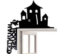 Segno della porta di Halloween - Porta del castello di Halloween | Angolo del castello in metallo | Decorazione d'accento grave spaventosa, ornamento per camera da letto double face per il