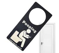 Segno della porta per i bagni - Funny Pooping Torna più tardi SHIELD | Momoda da taglio in legno Sign riempito per la porta del bagno | Segno della porta del bagno - Personaggi occupati da bagno