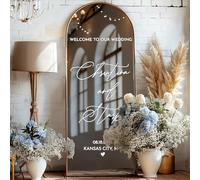Segno Di Benvenuto Personalizzato Per Il Matrimonio, Adesivo In Vinile A Specchio Personalizzabile Arte Murale Per L'ingresso E La Decorazione Fotografica(16x58inch)