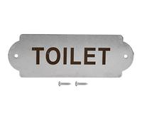 Segno di cartello per porte in acciaio inossidabile adfaga Duratura Segno di avvertimento resistente alle intemperie con viti per il gate da giardino della casa Wilet 16x5.5x0.2cm (TOILETTE)