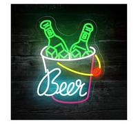 Segno di luce al neon Birra fredda per insegne al per neon per lettere di luminosità regolabili alimentate tramite per USB per luci per Barile birra Adatto per decorazioni murali da negozio(35cmx45cm)