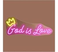 Segno di luce al neon Insegna al neon "Dio è amore", decorazione per matrimonio, lampada per la per stanza delle ragazze, 42 x 17 cm(2)