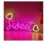 Segno di luce al neon Per Carina insegna al per neon per rosa con doppio cuore, per sala feste, pub, club, galleria, studio, decorazione da parete, 28,2×15 cm