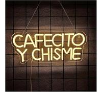 Segno di luce al neon Per lampada al neon prestito parola Cafecito Y Chisme per insegna bianco caldo