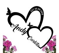 Segno di metallo personalizzato Love Heart Infinity, nomi e data di coppia personalizzati, segno del nome della coppia Segno del cuore personalizzato Simbolo dell'amore eterno, regalo dell'amante