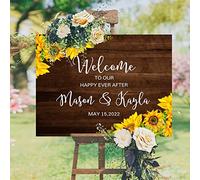 Segno di nozze in legno personalizzabile con girasoli Segnale di benvenuto per matrimonio in stile vintage, in legno rustico, per ricevimento di nozze, matrimonio, matrimonio, matrimonio, doccia,