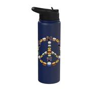 Segno di pace batteria Hippie batterista che suona Stainless Steel Insulated Water Bottle