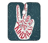 Segno Di Pace Disegnato A Mano Con Pois Blu Navy Mantella Taglio Capelli Lavabile Barber Cape Impermeabile Grembiule Da Parrucchiere Per Barbieri Parrucchieri Uomini 140X168Cm