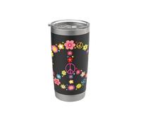 Segno di pace hippie fiore potere segno pace mondo pace Bicchiere termico in acciaio inox doppia parete