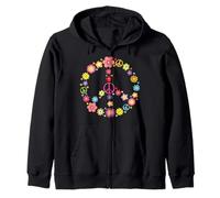 Segno di Pace Hippie Fiore Potere Segno Pace Mondo Pace Felpa con Cappuccio