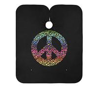 Segno Di Pace Leopardo Arcobaleno Taglio Di Capelli Mantello Lavabile Grembiule Da Parrucchiere Impermeabile Mantella Taglio Capelli Per Parrucchieri Uomini Barbieri 140X168Cm