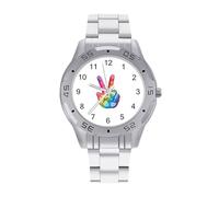 Segno di pace Mano Gay LGBT Orgoglioso Orologi Da Uomo In Acciaio Inox Cinturino Analogico Al Quarzo Orologio Da Polso Affari, Stile:, regular, Bracciale