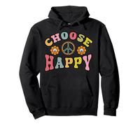 Segno di Pace Scegli Happy Hippie Soul Retro 60S 70s Vintage Felpa con Cappuccio