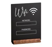 Segno di scheda WiFi | Display acrilico con supporto a base di legno | Porta di informazioni sulla rete della camera per le ospiti moderni | Il segno della password WiFi decorativa visualizza il