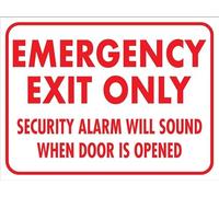 Segno Di Sicurezza Emergency Exit Only Security Alarm Will Sound When Door Is Opened Novità Targa Metallo Estetico Segno Plaque Per Caffetteria Garage Ristorante 20X30Cm