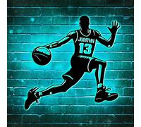 Segno personalizzato del nome del basket con la luce del LED, arte della parete del metallo della lampada della luce notturna del neon del basket personalizzato, regali di pallacanestro di Natale
