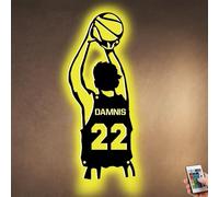 Segno personalizzato del nome del basket con la luce del LED, arte della parete del metallo della lampada della luce notturna del neon del basket personalizzato, regali di pallacanestro di Natale