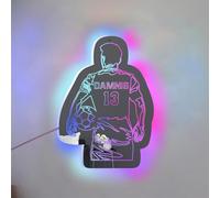 Segno personalizzato dello specchio di calcio con la luce del LED, arte della parete della lampada della luce notturna del neon dello specchio di calcio personalizzato, regali di calcio di Natale