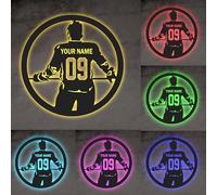 Segno personalizzato di Hockey in metallo Lampada notturna a led di Hockey Arte murale di Hockey su ghiaccio Segno di nome di Hockey Lampada di Hockey Regalo per gli appassionati di sport di Hockey
