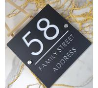 Segno Quadrata Personalizzata For Indirizzo, Insegna Di Casa Moderna Con Numeri Di 3D, Placca Acrilica Impermeabile Personalizzati For L'arredamento Esterno Di Casa, Cortile, Villa(25cm)