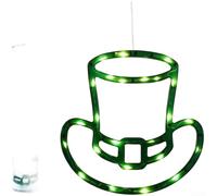 Segno verde 3D Shamrock LED 47cm per funzionamento a batteria verde 3D | Vivace verde 3D a forma di trifoglio, per un luminoso bagliore a LED, festivo, dimensioni 43 cm, decorazione bar casa