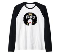 Segno Zodiacale Ariete Regina Nera astrologia Compleanno Maglia con Maniche Raglan