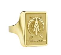 Segno zodiacale in argento sterling 925 | Anello placcato in oro | Anelli con sigillo rettangolari da 16x12 mm | Misura della fascia US 5-12,5 Avelaibal | LKDR_0305