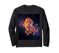 Segno Zodiacale Leone Cosmico Fuoco Leone Galassia Maglia a Manica