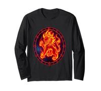 Segno Zodiacale Leone - Galassia Leone Fuoco Cosmico Maglia a Manica