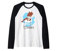 Segno zodiacale Toro Divertente Gatto Astrologia Oroscopo Maglia con Maniche Raglan