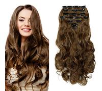 SEGO 43cm Extension Capelli Clip Mossi 140g Full Head 8 Fasce con 18 Clips Capelli Sintetici Extensions - Marrone Chiaro