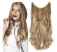 SEGO 50cm 20" Capelli Extension con Filo Invisibile Extension Wire Linea Fascia Unica Capelli Sintetici Mossi 90g Biondo Rossiccio mix Biondo Decolorante