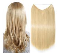SEGO 50cm Capelli Extension con Filo Invisibile Capelli Sintetici Lisci Extension No Clip 90g Biondo Chiarissimo
