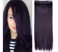 SEGO 75cm Clip Extension Capelli Lisci Fascia Unica Sintetica Allungamento Posticci Donna 130g - Nero mix Viola