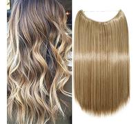 SEGO Capelli Extension con Filo Invisibile Capelli Sintetici Lisci 50cm Extension Wire Linea 90g Marrone Chiaro mix Biondo Cenere