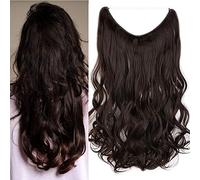 SEGO Capelli Extension con Filo Invisibile Fascia Unica Hair Ricci Mossi No Clip 50cm 90g Marrone Scuro