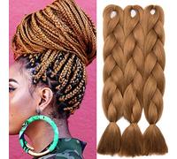 SEGO Capelli per Treccine Africane Afro Extension Sintetiche 3 Ciocche Trecce Lunghe 60cm Braids Braiding Hair Intrecciati Corchet 300g/pack - # Castano Ramato Chiaro