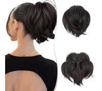 SEGO Chignon Capelli con Pinza Coda Cavallo Capelli Extension Posticci per Capelli Extension Coda Sintetica Ondulato Finti Posticci Messy Hair Bun con Filo di Metallo flessibile Marrone Scuro